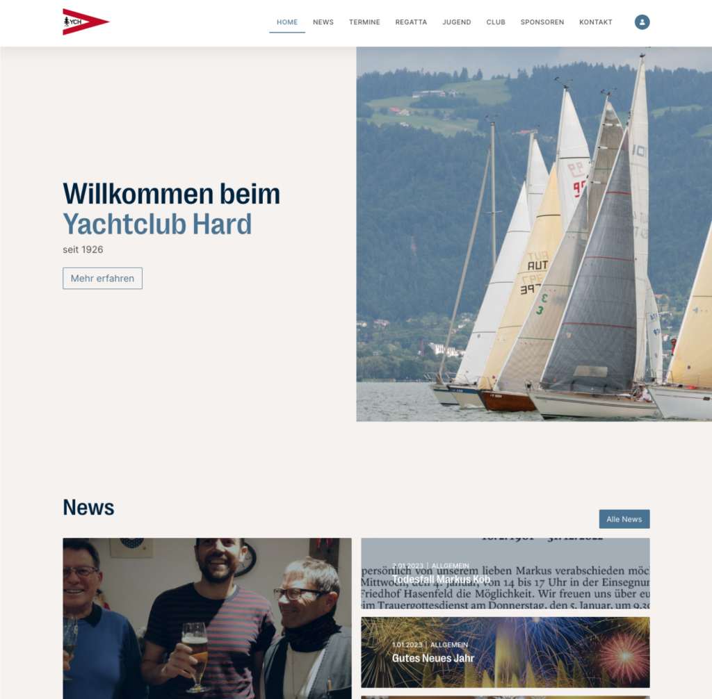 Yachtclub Hard Website Screenshot