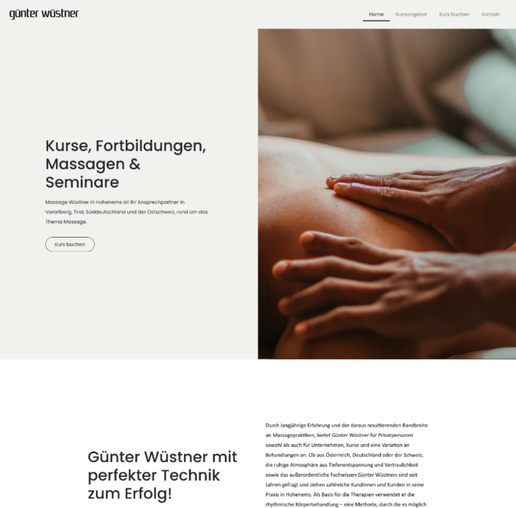Massage Wüstner Website Hero